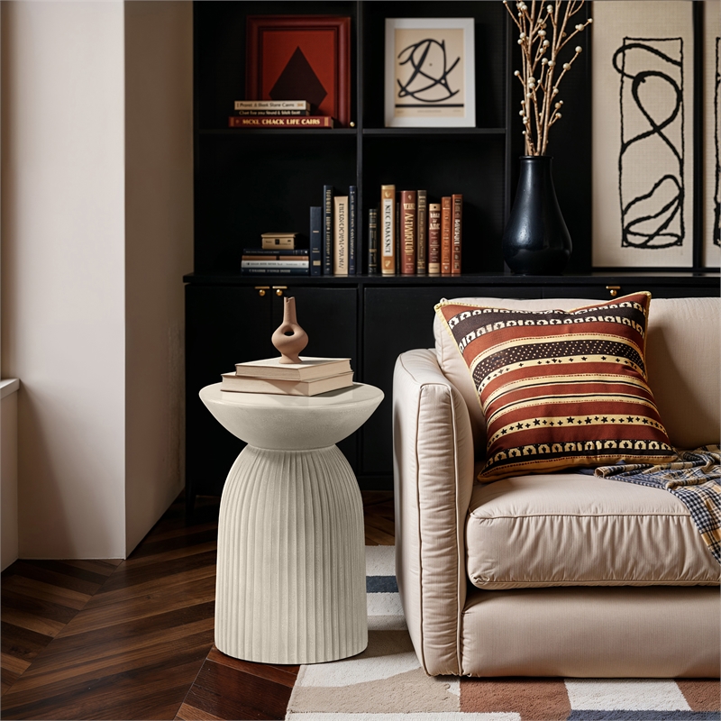 Meridian Furniture Opani Taupe Indoor/Outdoor Concrete End Table