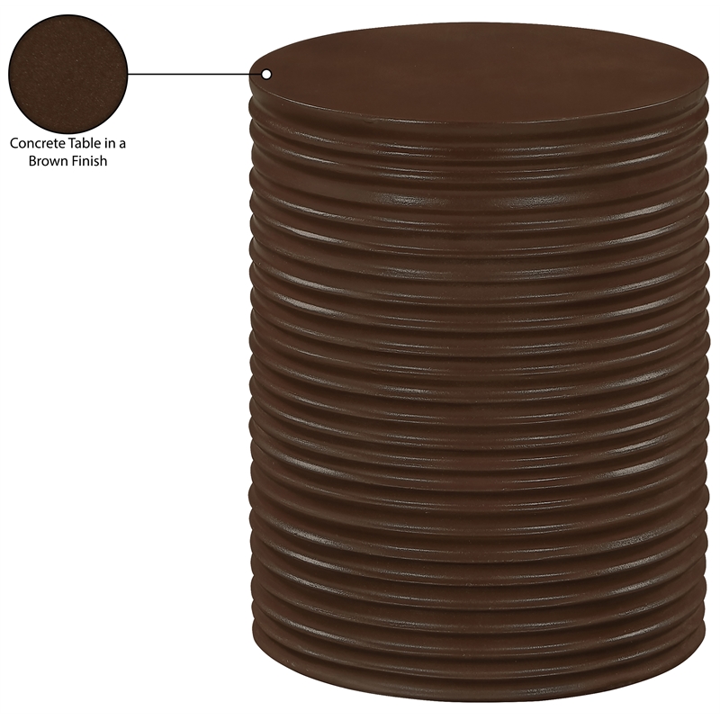 Meridian Furniture Nobi Brown Indoor/Outdoor Concrete End Table