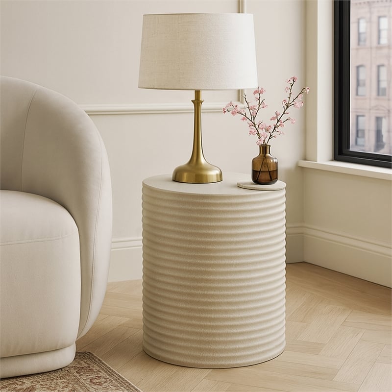 Meridian Furniture Nobi Beige Indoor/Outdoor Concrete End Table