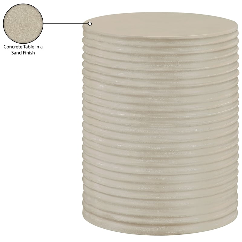 Meridian Furniture Nobi Beige Indoor/Outdoor Concrete End Table