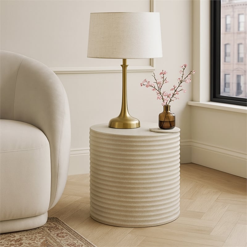 Meridian Furniture Nobi Beige Indoor/Outdoor Concrete End Table