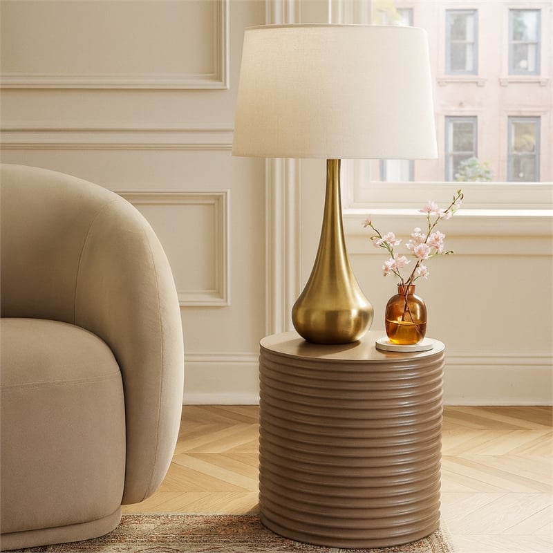Meridian Furniture Nobi Taupe Indoor/Outdoor Concrete End Table