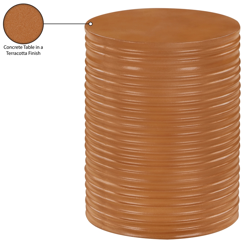 Meridian Furniture Nobi Terracotta Indoor/Outdoor Concrete End Table