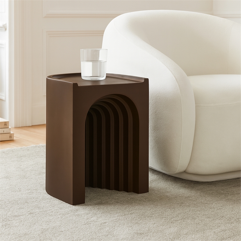 Meridian Furniture Avenda Brown Indoor/Outdoor Concrete End Table