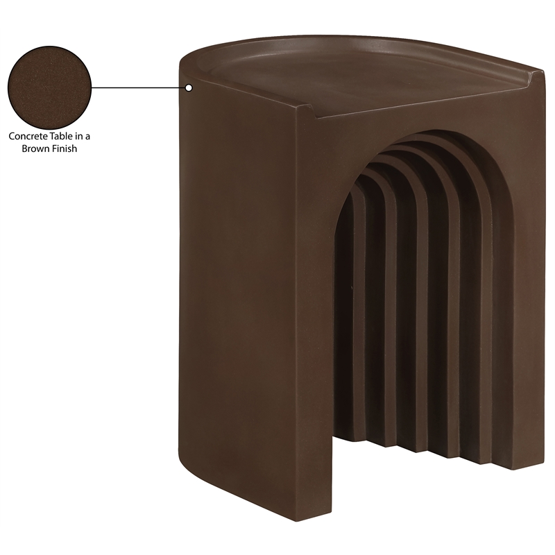 Meridian Furniture Avenda Brown Indoor/Outdoor Concrete End Table