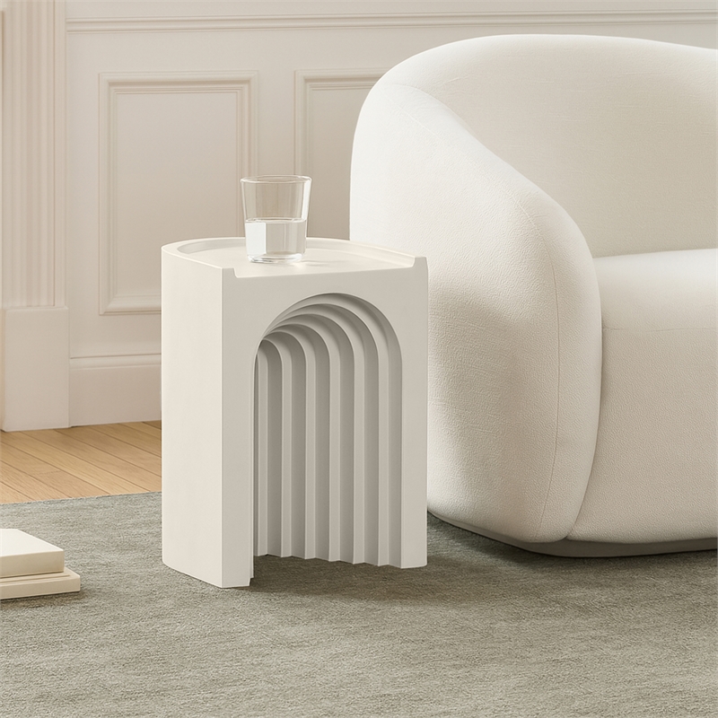 Meridian Furniture Avenda Taupe Indoor/Outdoor Concrete End Table