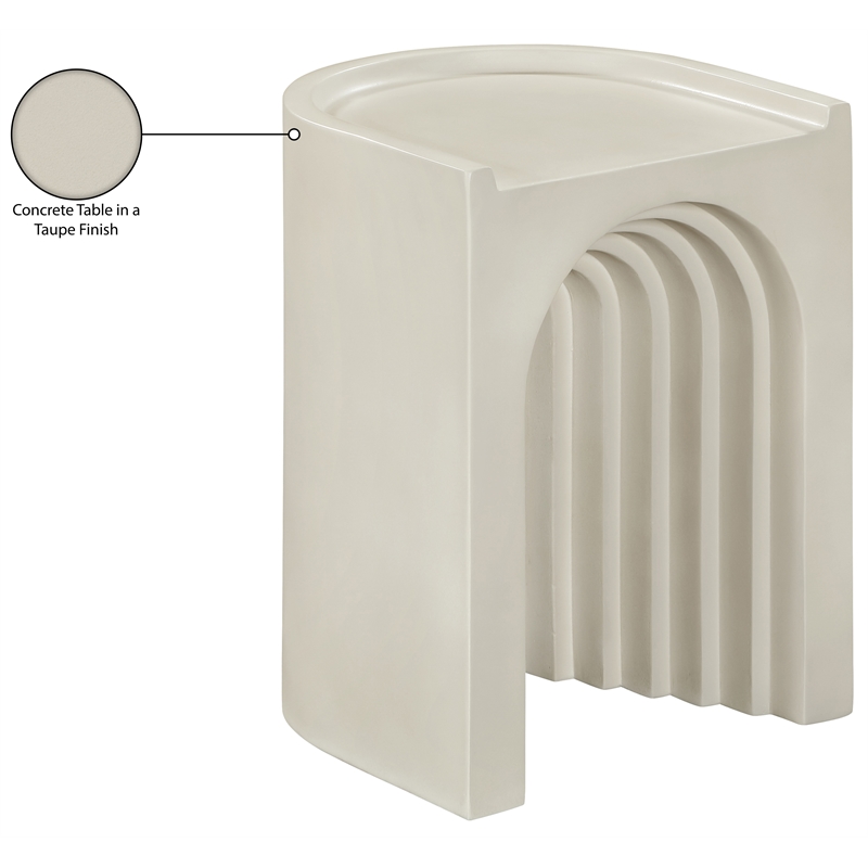 Meridian Furniture Avenda Taupe Indoor/Outdoor Concrete End Table