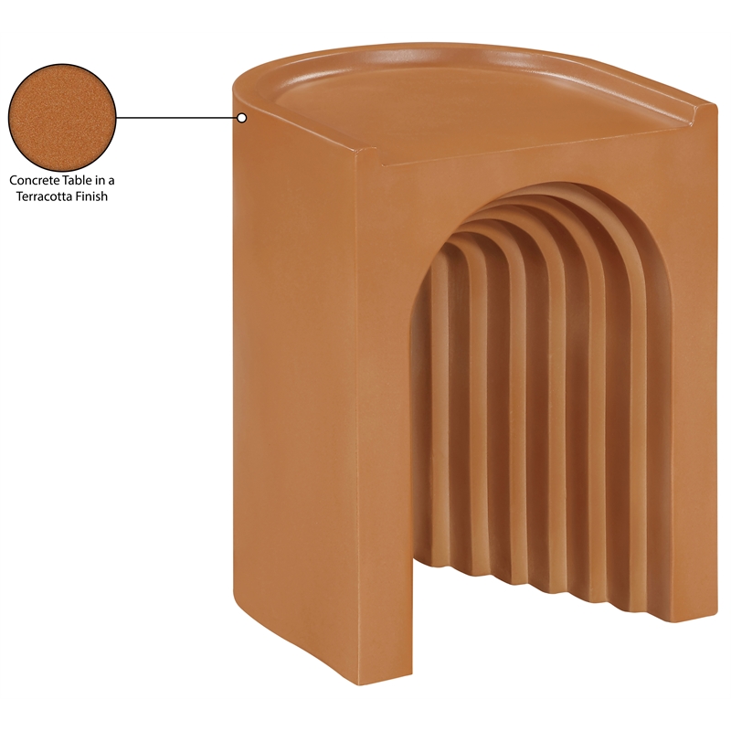 Meridian Furniture Avenda Terracotta Indoor/Outdoor Concrete End Table