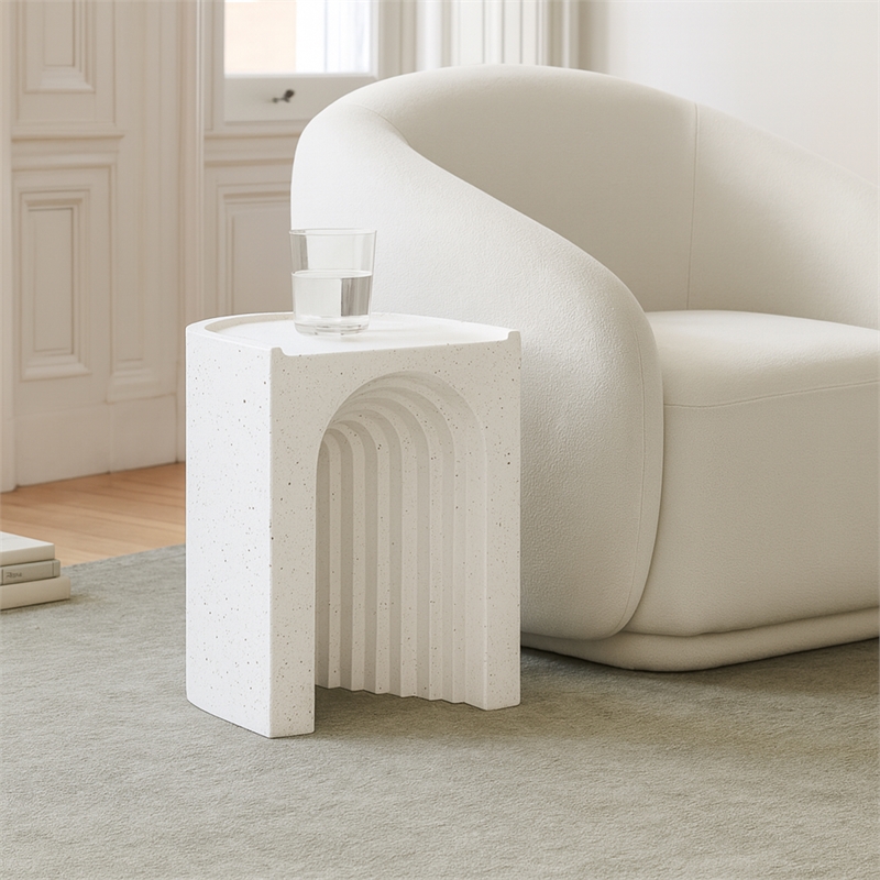 Meridian Furniture Avenda Terrazzo Indoor/Outdoor Concrete End Table