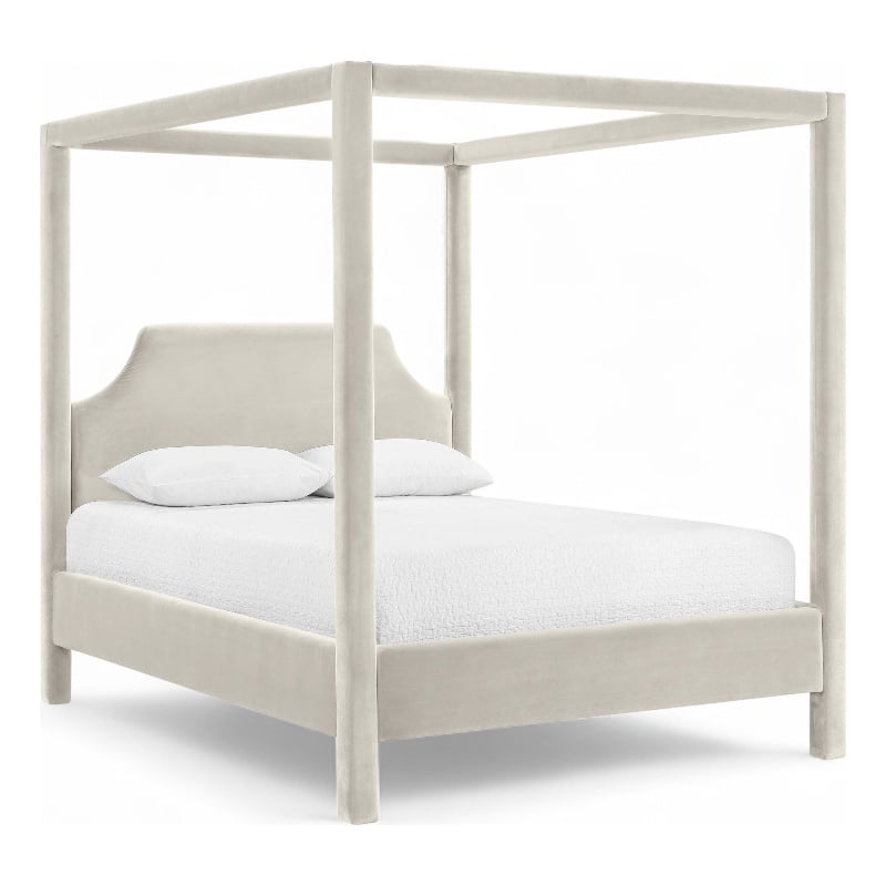 Meridian Furniture Dawson Cream Velvet Upholstered Full Bed