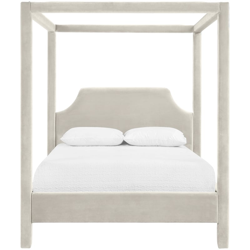 Meridian Furniture Dawson Cream Velvet Upholstered Full Bed