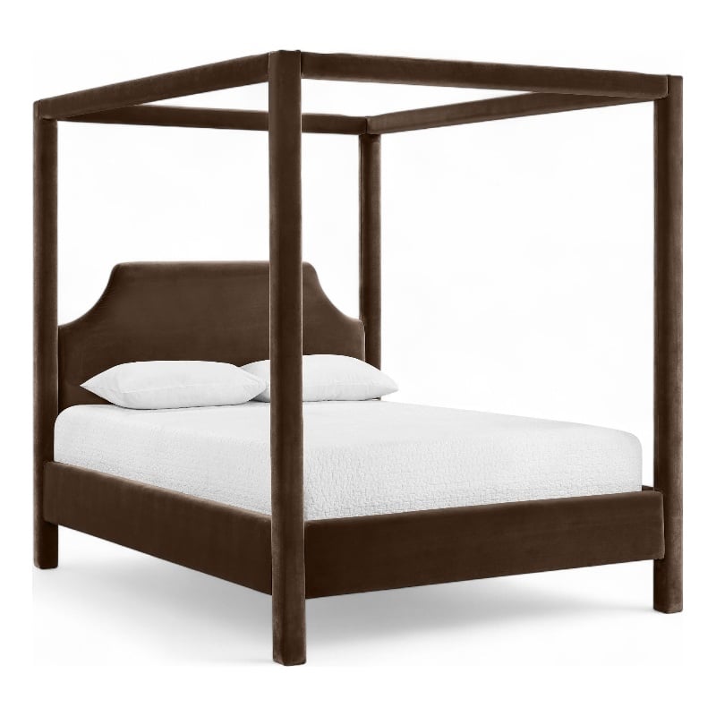 Meridian Furniture Dawson Brown Velvet Upholstered King Bed