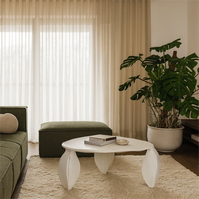 Meridian Furniture Pueblo Cream Aluminum Coffee Table