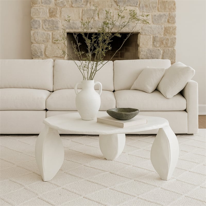 Meridian Furniture Pueblo Cream Aluminum Coffee Table