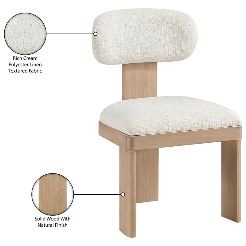 Meridian Furniture Timbra Natural Linen Textured Fabric Dining Chair (Set of 2)