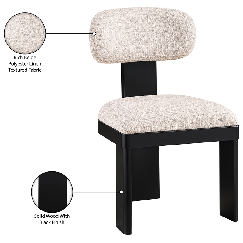 Meridian Furniture Timbra Black Linen Textured Fabric Dining Chair (Set of 2)