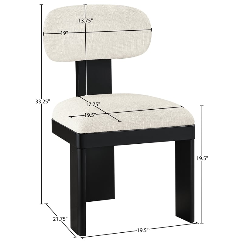 Meridian Furniture Timbra Black Linen Textured Fabric Dining Chair (Set of 2)