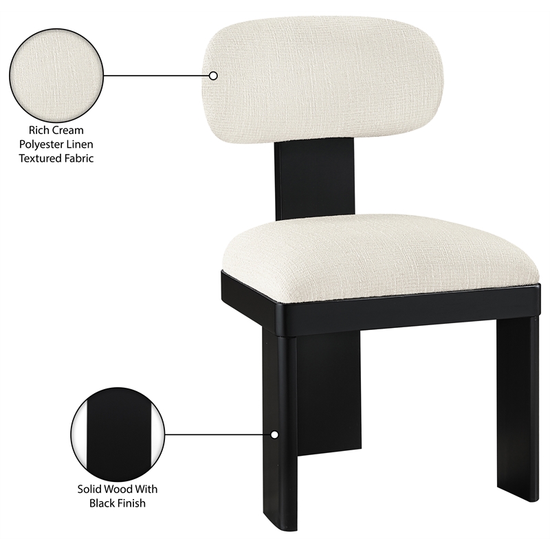 Meridian Furniture Timbra Black Linen Textured Fabric Dining Chair (Set of 2)
