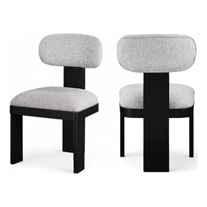 Meridian Furniture Timbra Black Linen Textured Fabric Dining Chair (Set of 2)