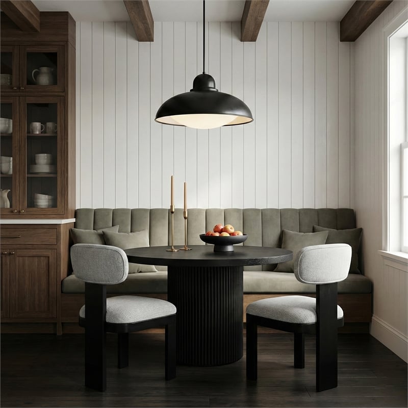 Meridian Furniture Timbra Black Linen Textured Fabric Dining Chair (Set of 2)