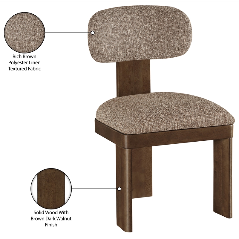 Meridian Furniture Timbra Brown Linen Textured Fabric Dining Chair (Set of 2)