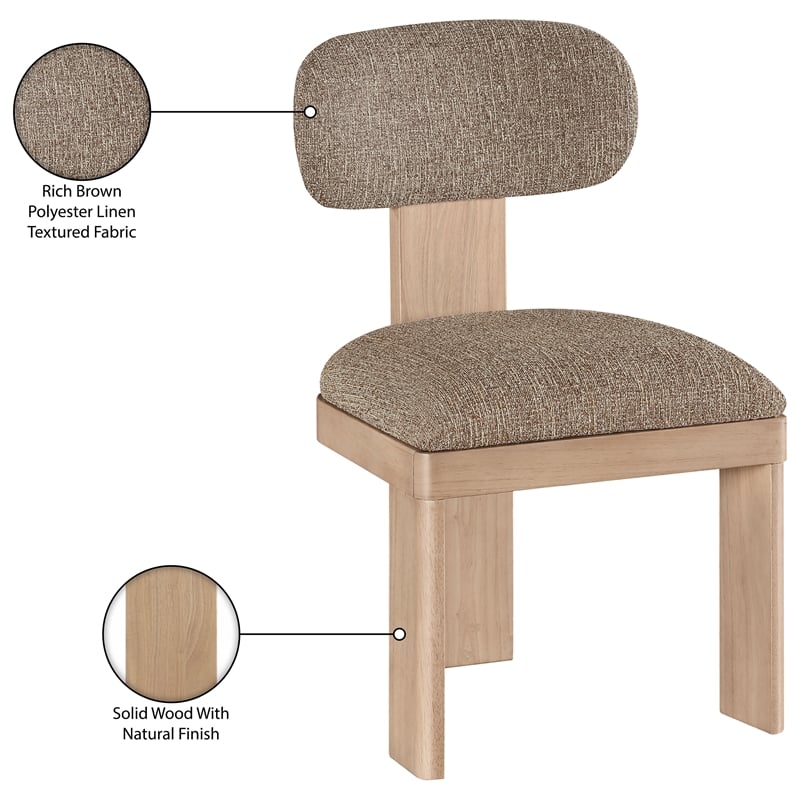 Meridian Furniture Timbra Natural Linen Textured Fabric Dining Chair (Set of 2)