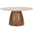 Meridian Furniture Liona Beige Marble And Mango Wood Coffee Table