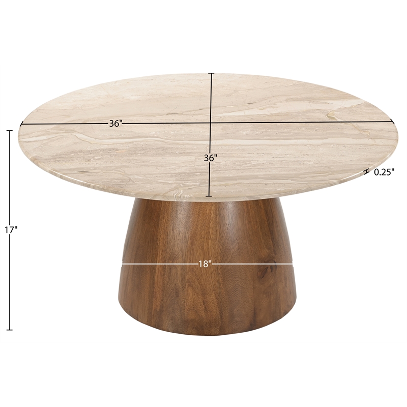 Meridian Furniture Liona Beige Marble And Mango Wood Coffee Table