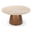 Meridian Furniture Liona Beige Marble And Mango Wood Coffee Table