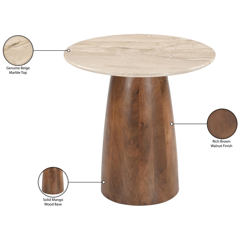 Meridian Furniture Liona Beige Marble And Mango Wood End Table
