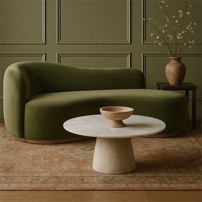 Meridian Furniture Liona White Marble And Mango Wood Coffee Table