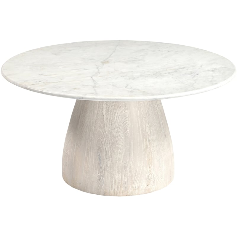 Meridian Furniture Liona White Marble And Mango Wood Coffee Table