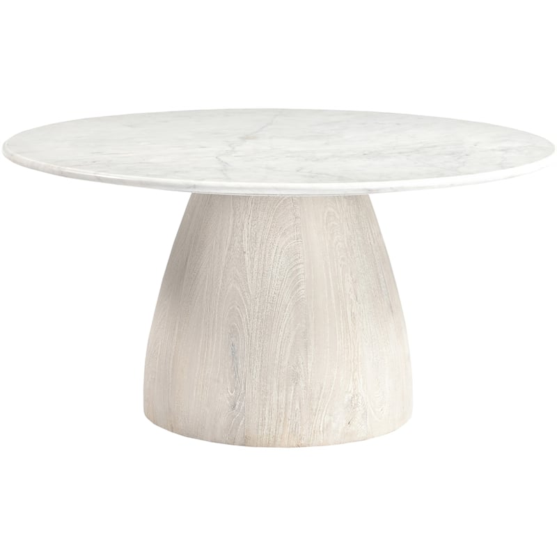 Meridian Furniture Liona White Marble And Mango Wood Coffee Table