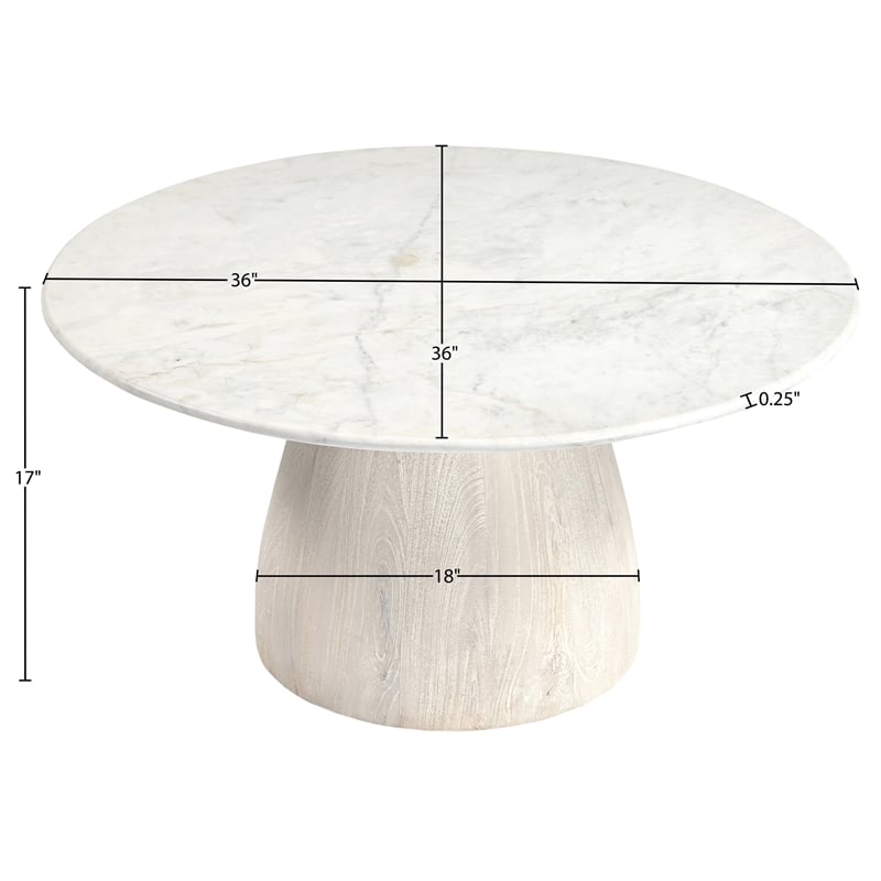 Meridian Furniture Liona White Marble And Mango Wood Coffee Table