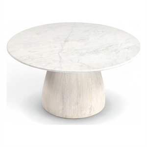 Meridian Furniture Liona White Marble And Mango Wood Coffee Table