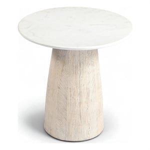 Meridian Furniture Liona White Marble And Mango Wood End Table