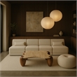 Meridian Furniture Liona Beige Marble And Acacia Wood Coffee Table