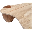 Meridian Furniture Liona Beige Marble And Acacia Wood Coffee Table