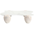 Meridian Furniture Liona White Marble And Acacia Wood Coffee Table