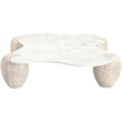 Meridian Furniture Liona White Marble And Acacia Wood Coffee Table