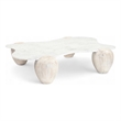 Meridian Furniture Liona White Marble And Acacia Wood Coffee Table
