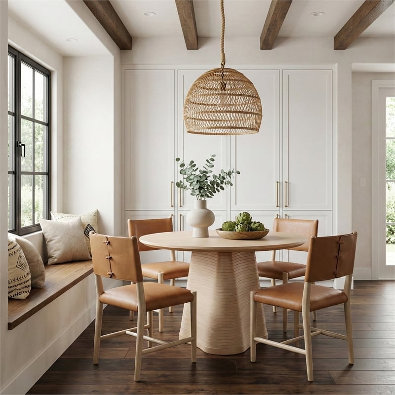 Meridian Furniture Andie Cognac Vegan Leather Dining Chair (Set of 2)