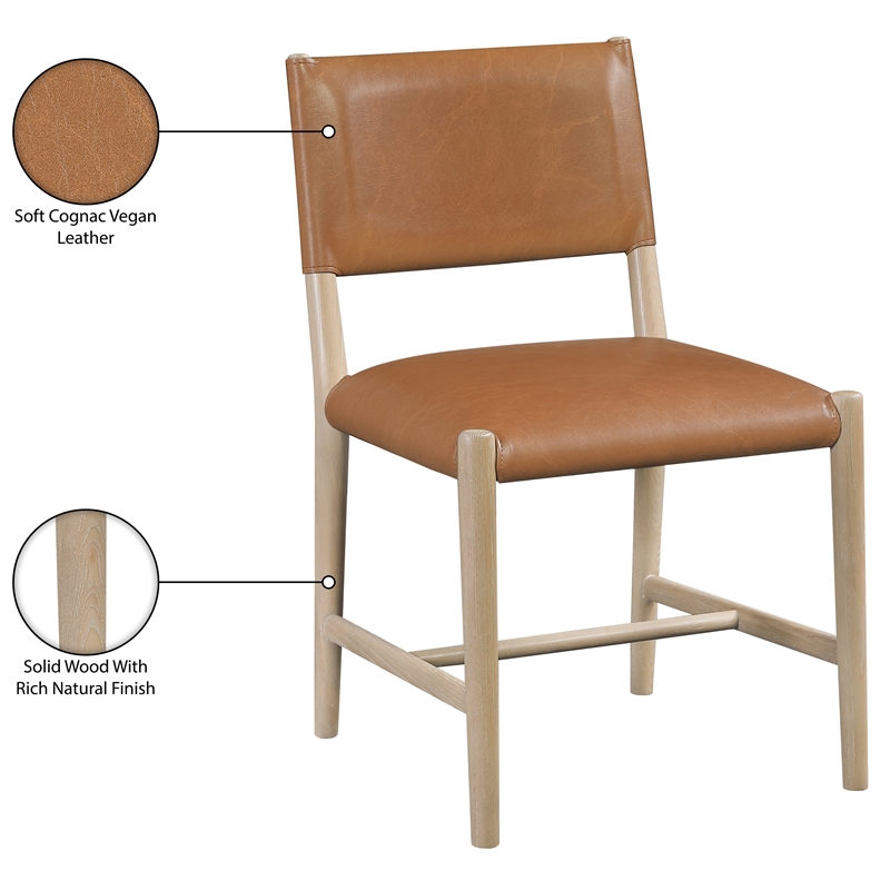 Meridian Furniture Andie Cognac Vegan Leather Dining Chair (Set of 2)