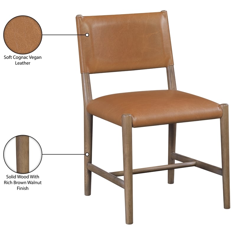 Meridian Furniture Andie Cognac Vegan Leather Dining Chair (Set of 2)