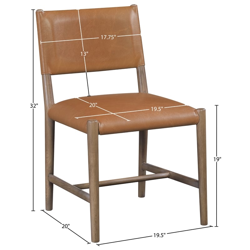 Meridian Furniture Andie Cognac Vegan Leather Dining Chair (Set of 2)