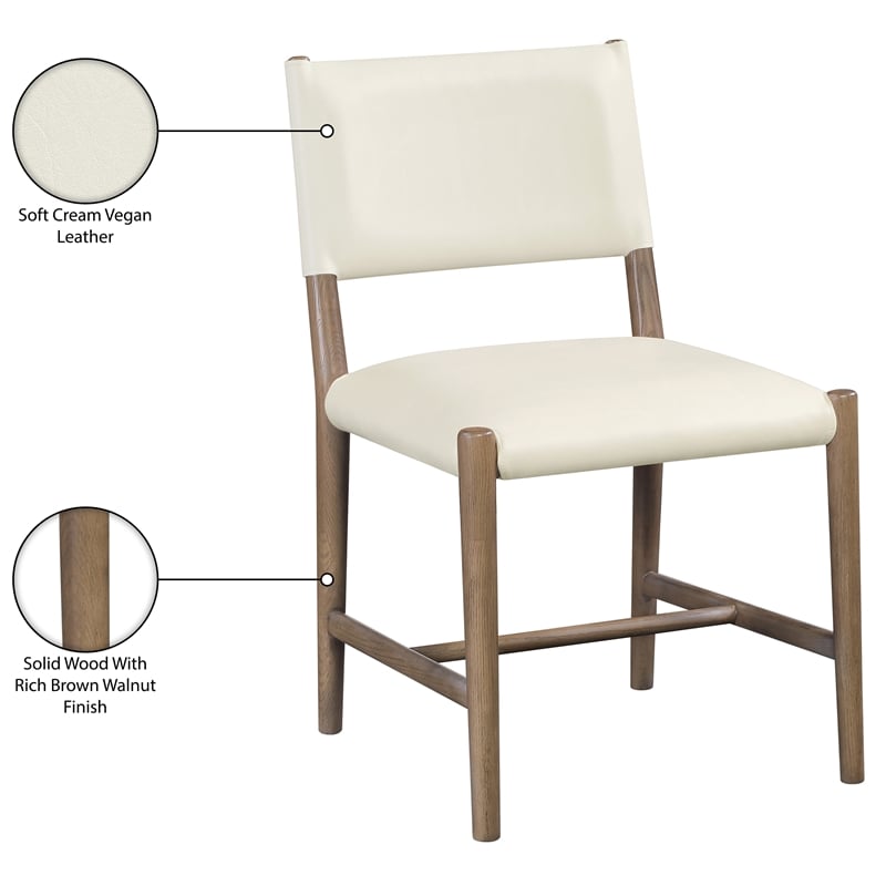 Meridian Furniture Andie Cream Vegan Leather Dining Chair (Set of 2)