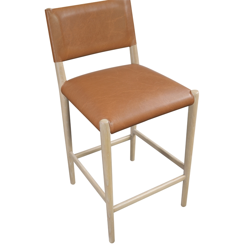 Meridian Furniture Andie Cognac Vegan Leather Counter Stool