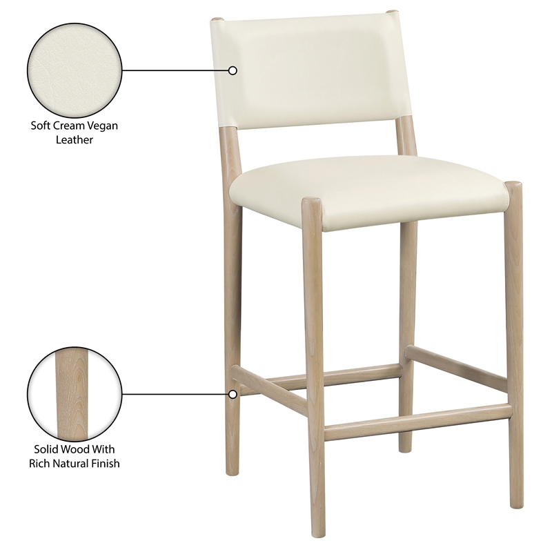 Meridian Furniture Andie Cream Vegan Leather Counter Stool
