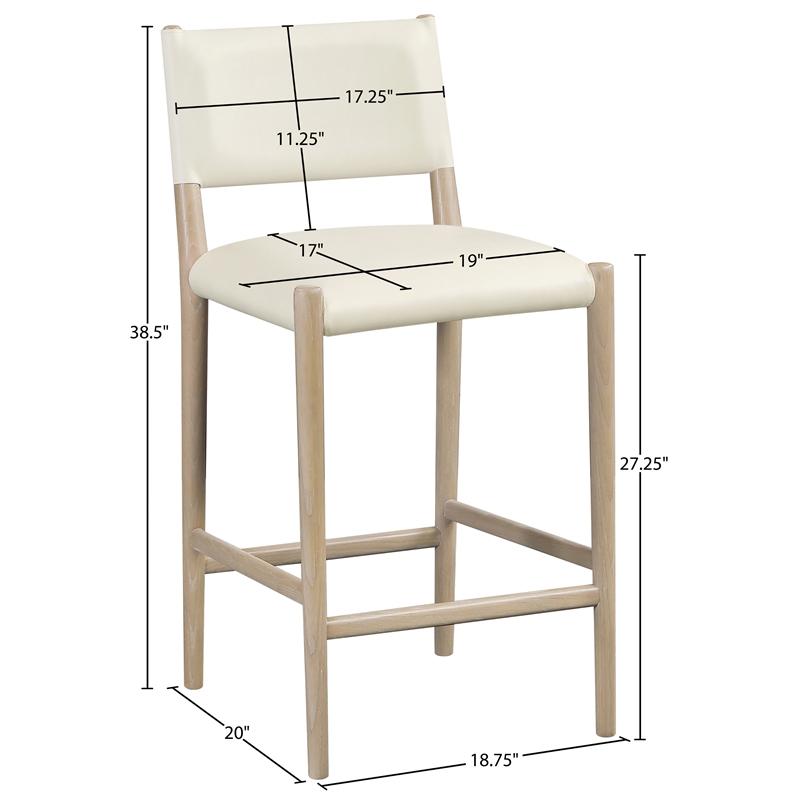 Meridian Furniture Andie Cream Vegan Leather Counter Stool