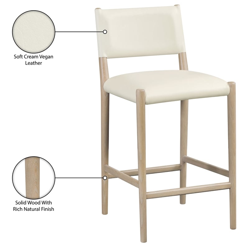 Meridian Furniture Andie Cream Vegan Leather Counter Stool